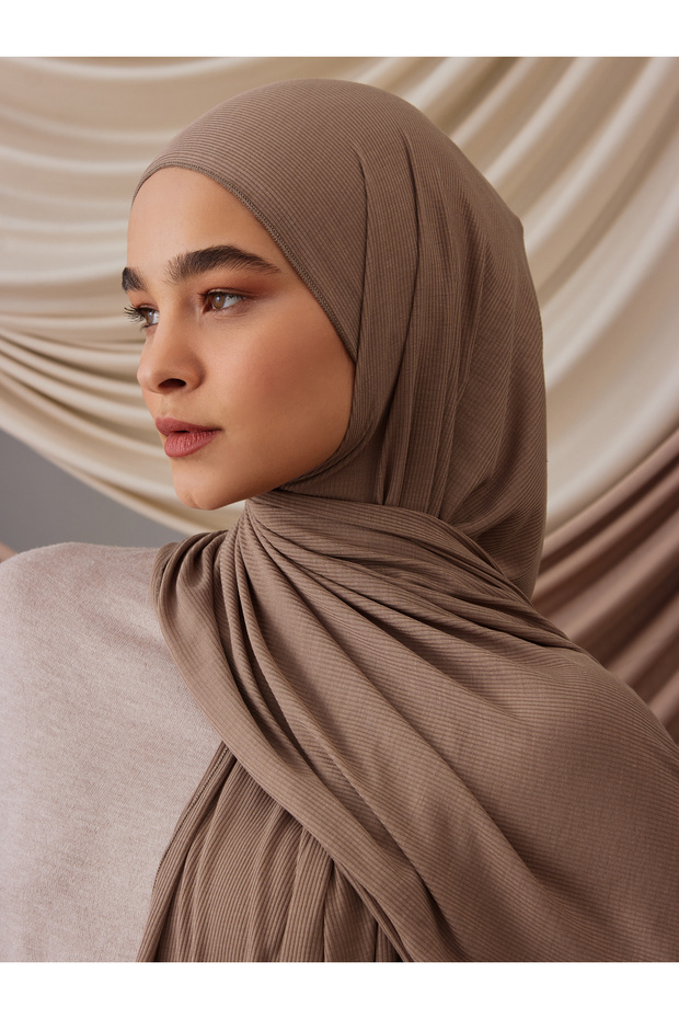Bamboo Ribbed Jersey Shawl | Color: Desert | Dimensions: 180X70 cm | Hijab