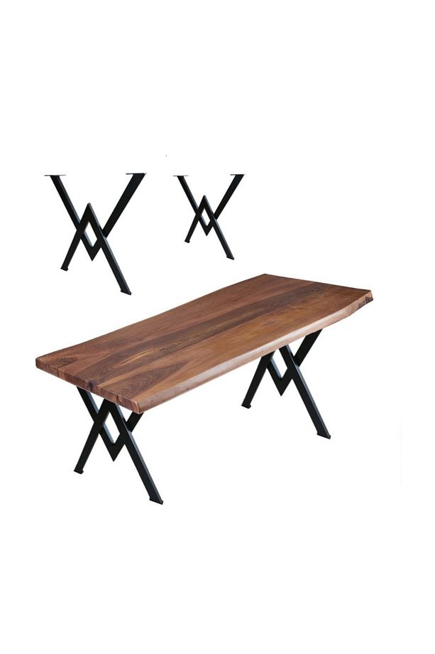 A New Start Masa Masif Ayak Metal Masa Ahşap Kütük Yemek Bilgisayar Masası Ayağı Retro[70 Cm] - 1