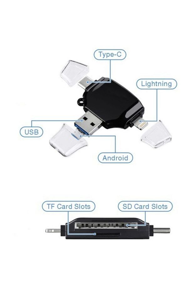 Hc06 Lightning Usb Type-c Micro To Sd Tf Kart Okuyucu Çevirici Hub Adapter - 3