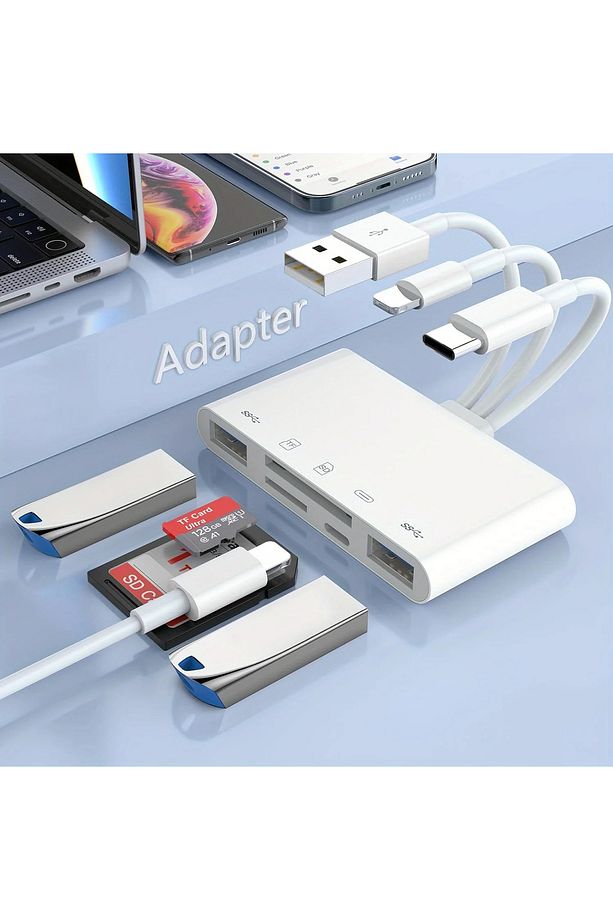 Nk1032 Pro Type-c Lightning Usb-a To 2x Usb3.0 Sd Tf Pd Kart Okuyucu Çevirici Hub Adaptör - 6