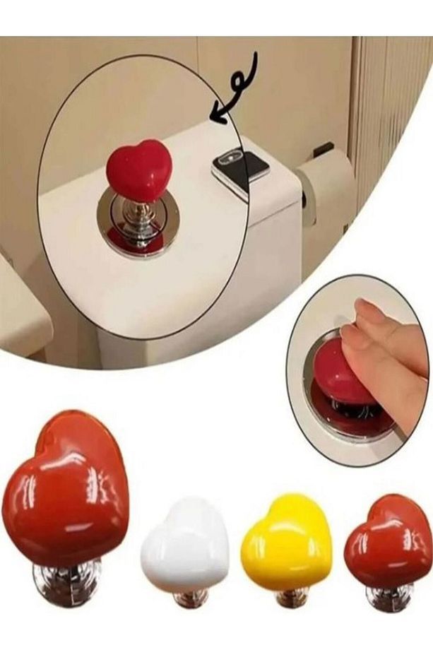 1 ADET Klozet Basma Buton Düğmesi Kulp, Kalp Klozet Kapağı Kulbu Şifon Tuşu - 4