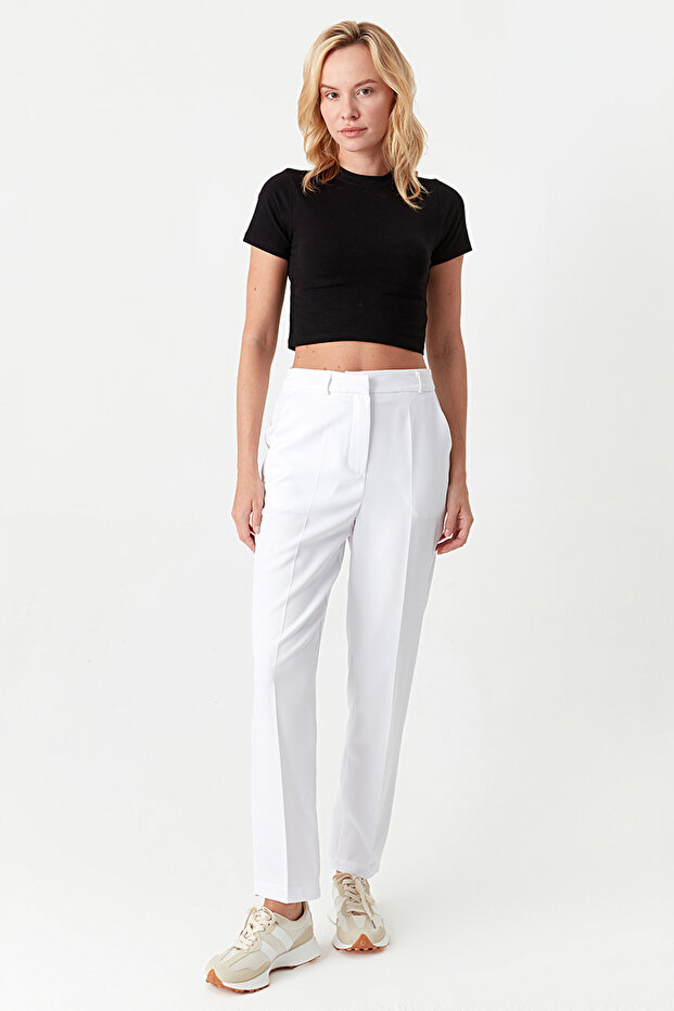 Kadın Beyaz Cigarette Pantolon - 1