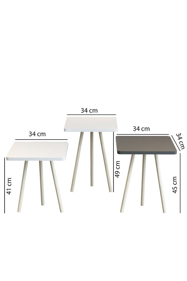 3'lü Zigon Sehpa Kare Model Zigon Sehpa Gürgen Ayak - 4