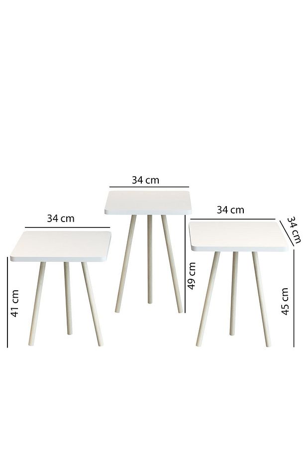 3'lü Zigon Sehpa Kare Model Zigon Sehpa Gürgen Ayak - 4