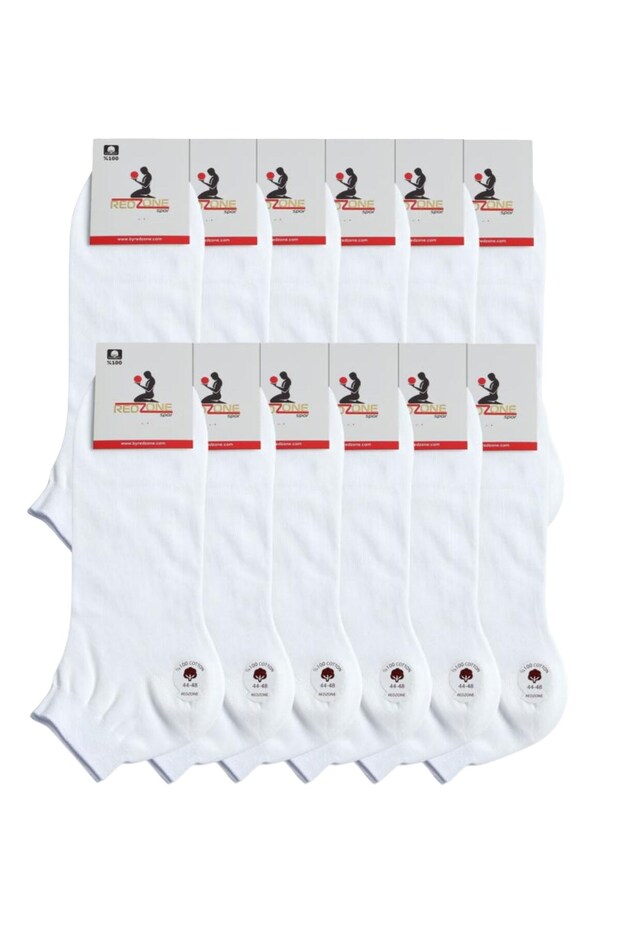 12 Pieces of Large Size Men's Redzone White Booties Socks 44-48