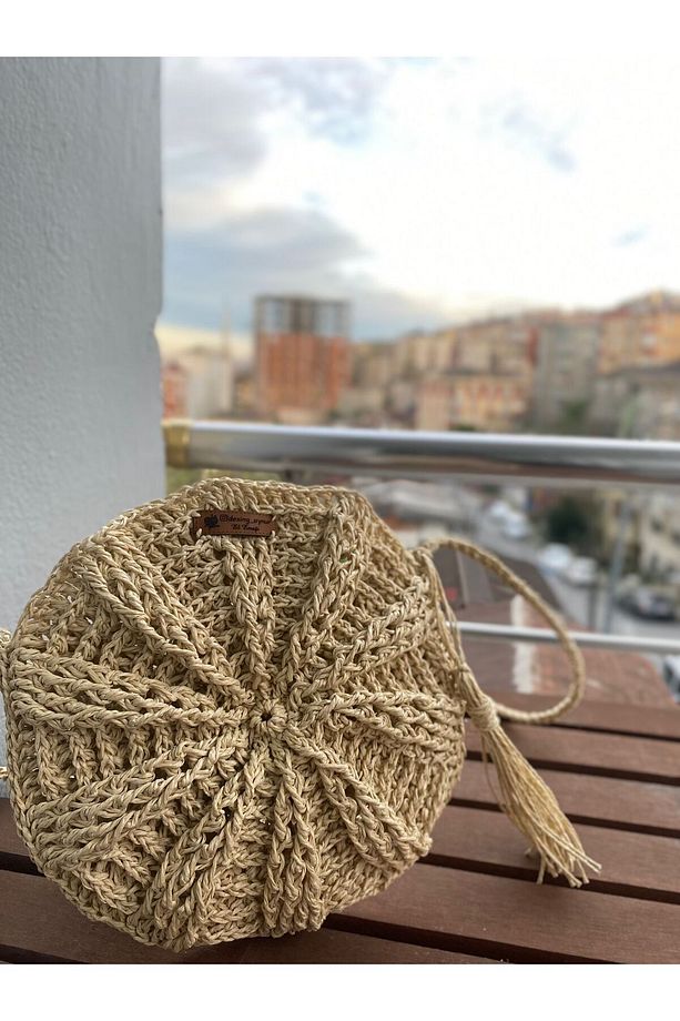 El Örgüsü Kağıt ip Makaron Çanta - 3