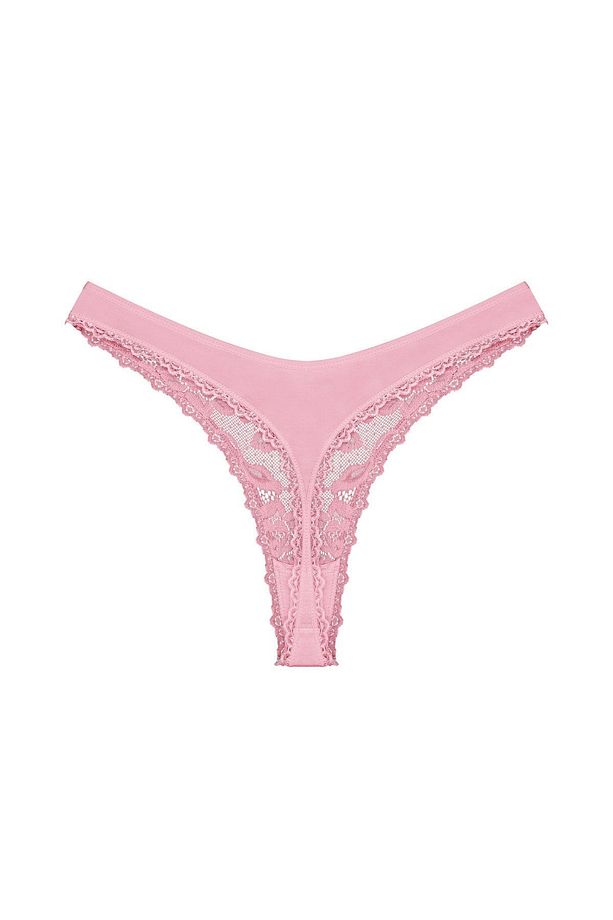 Pembe Önü Dantel Arkası Pamuklu String Kadın Külot - 2