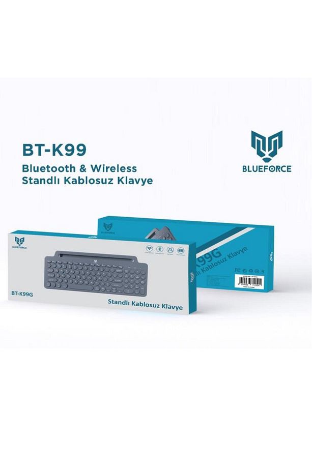 2.4 Ghz Wireless Bluetooth V5.0 Standlı Kablosuz Klavye Gri - 7
