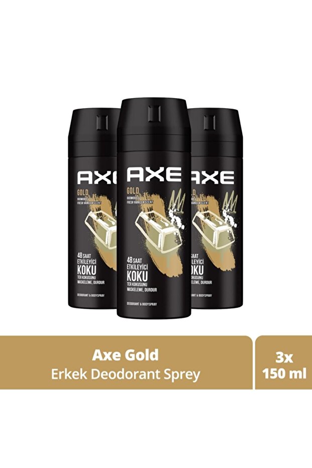 Erkek Deodorant Sprey Gold 150 ml X3 - 1