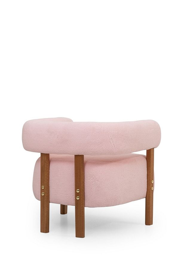 Sweet Mod Ahşap Ayaklı Teddy Berjer Açık Pembe M03 - 6