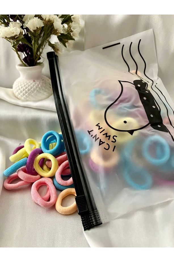 100 Lü Mini Lastik Toka Seti Çantalı Pastel Renkler - 1