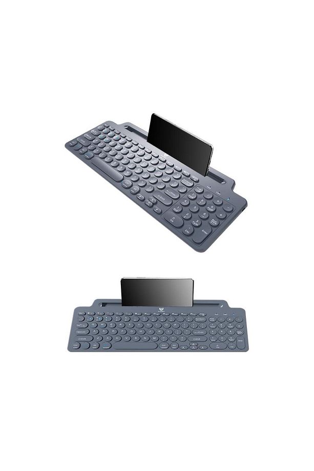 2.4 Ghz Wireless Bluetooth V5.0 Standlı Kablosuz Klavye Gri - 4