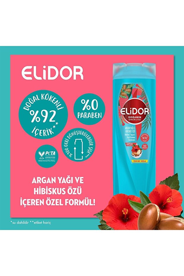 Doğanın Enerjisi Argan Yağı Ve Hibiskus Özü Şampuan 400 ml Saç Bakım Kremi 170 ml - 5