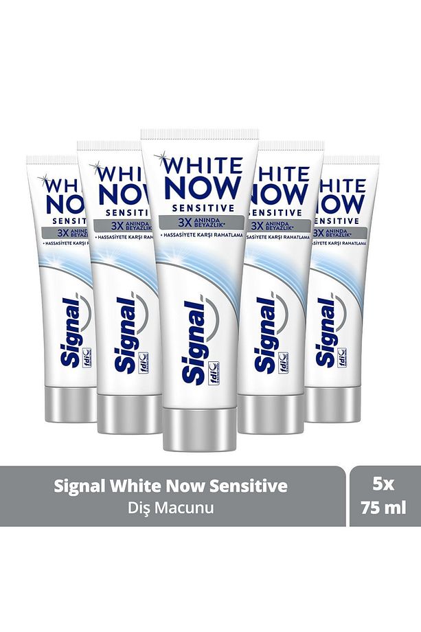 White Now Diş Macunu Sensitive Hassasiyete Karşı Rahatlama 75 ml X5 - 1