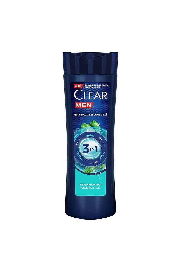 Men 3 in 1 Şampuan & Duş Jeli Ferahlatıcı Mentol Saç Yüz Vücut İçin 350 ml - 2