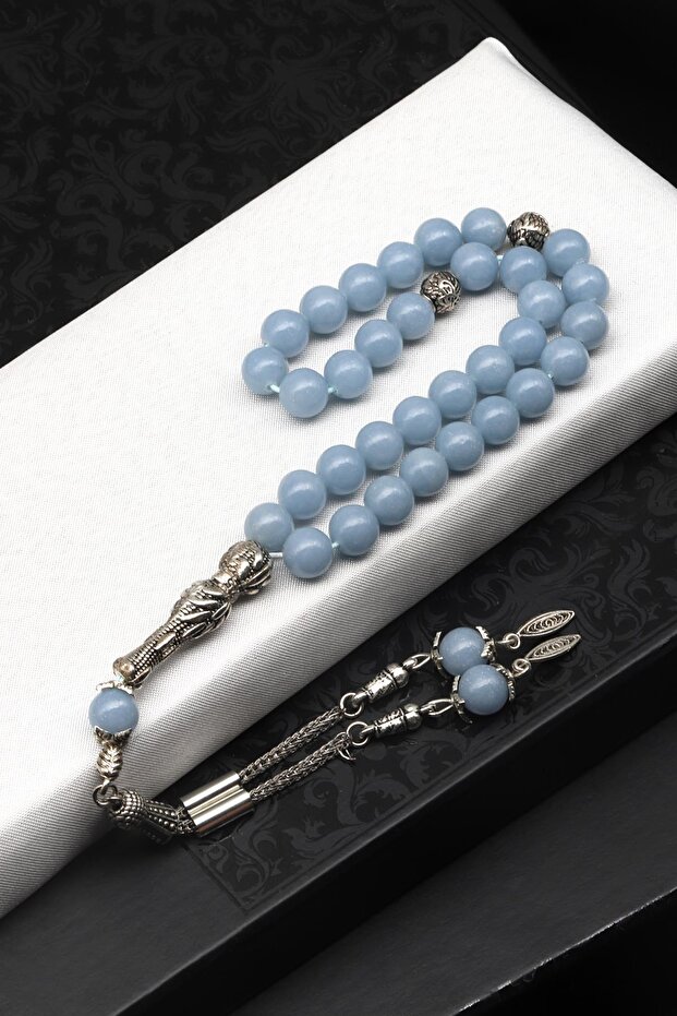 Anjelite Natural Stone Rosary 8 mm Sphere Cut