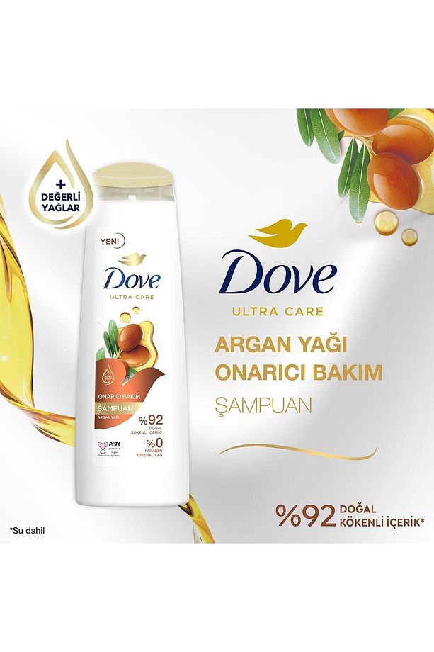 Saç Bakım Şampuanı Argan Yağı 400 ml + Köpük Duş Jeli Argan Yağı 200 ml + Duş Lifi - 3