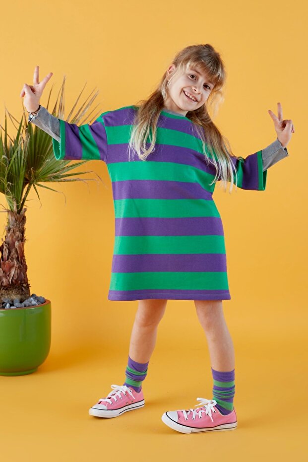 MOR YEŞİL SWEAT ELBİSE - 6