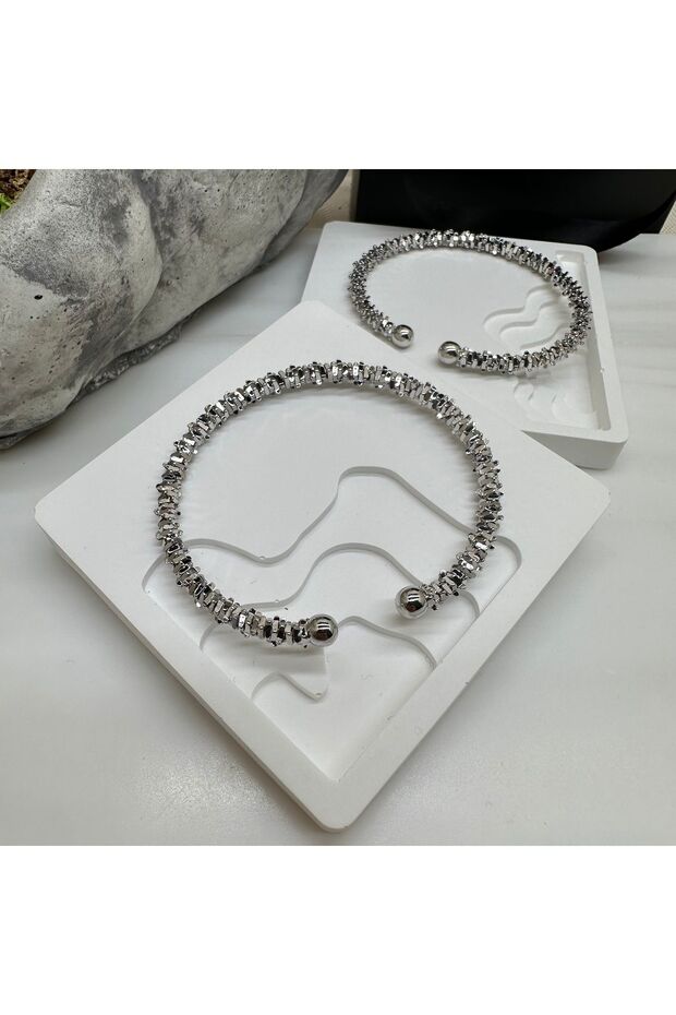 مشبك سلسلة خط حاد فضي اللون - 4