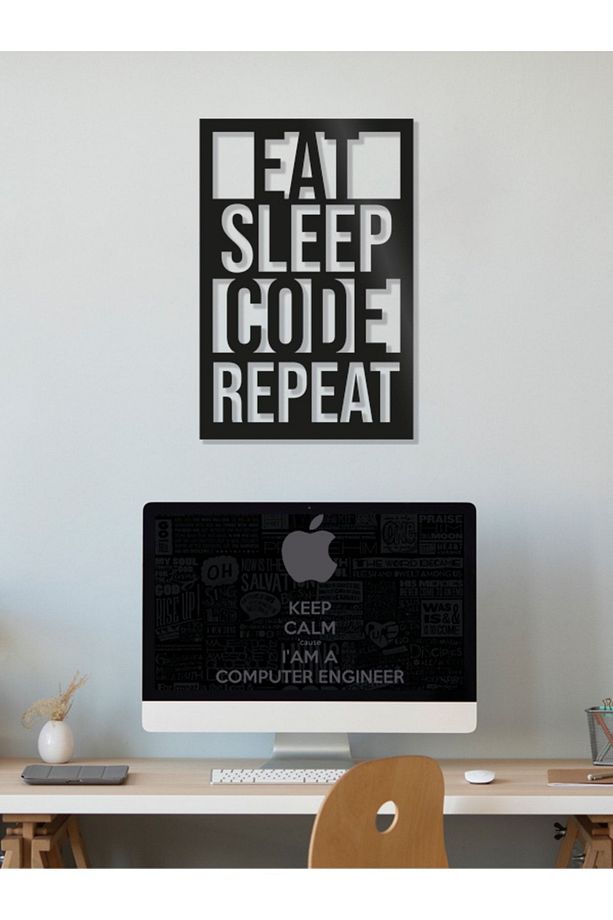 Eat Sleep Code Repeat - Yazılımcı Mdf Tablo - 1