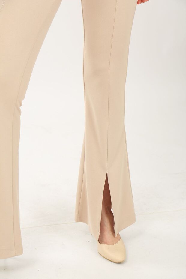 Ecru Belted Slit Trousers - 4