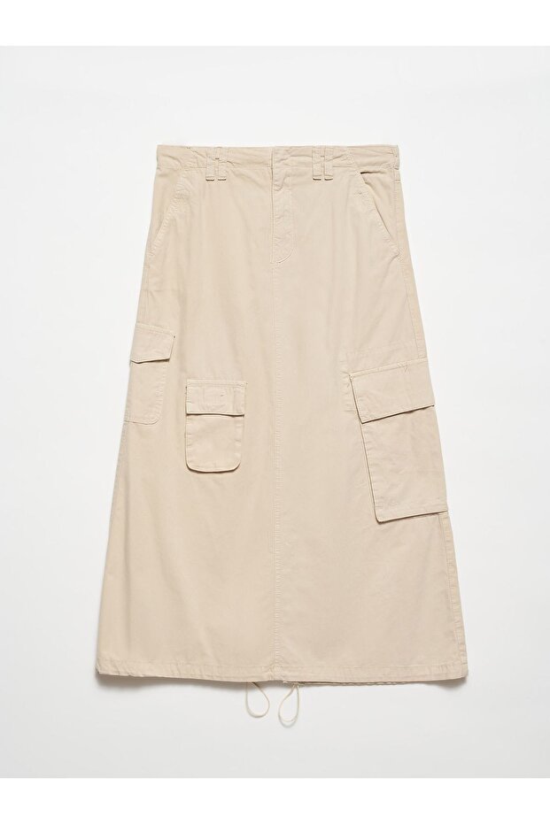 80891 Cargo Midi Skirt-Stone