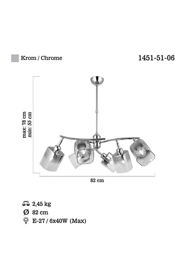 Derma 6 Lı Krom Avize 6xe27 - 3
