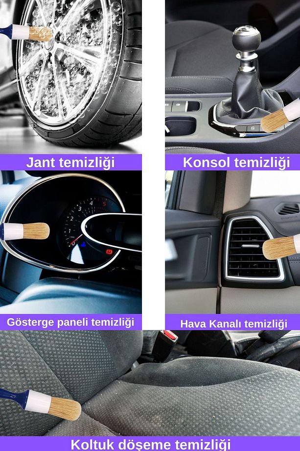 Araba Detay Temizlik Fırçası, Araç Detaylı Temizlik Fırça Seti, Oto Detay Fırçası 4 Adet Yumuşak - 2