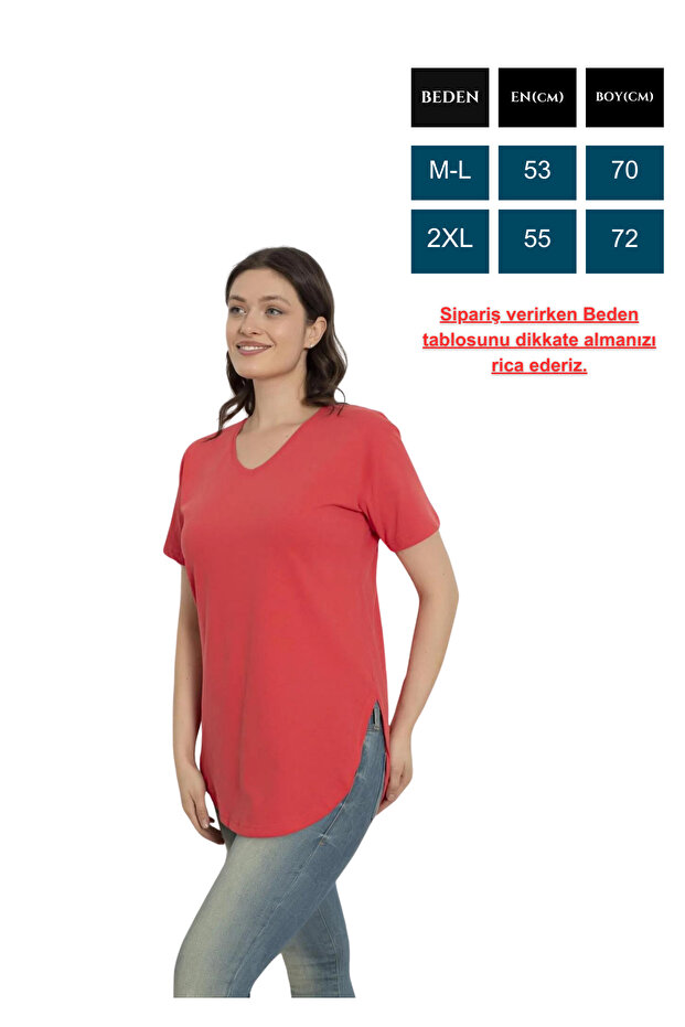 Donex Women's V-Neck Slit T-Shirt