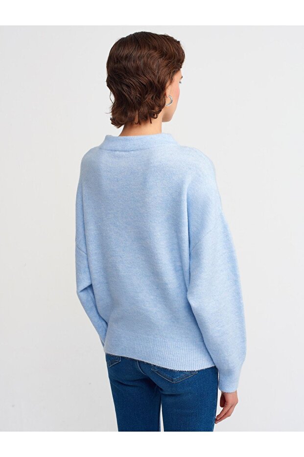 10310 Dik Yaka Basic Kazak Mavi - 2