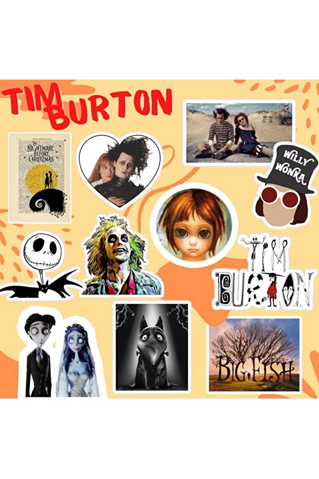 مجموعة ملصقات منقوشة من Tim Burton - ملصقات للكمبيوتر المحمول والكمبيوتر المحمول والهاتف