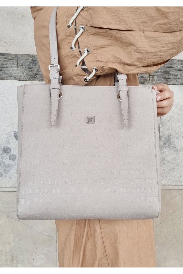 JUSTPOLO WOMEN'S WHITE LARGE SIZE SHOULDER BAG TOTE BAG