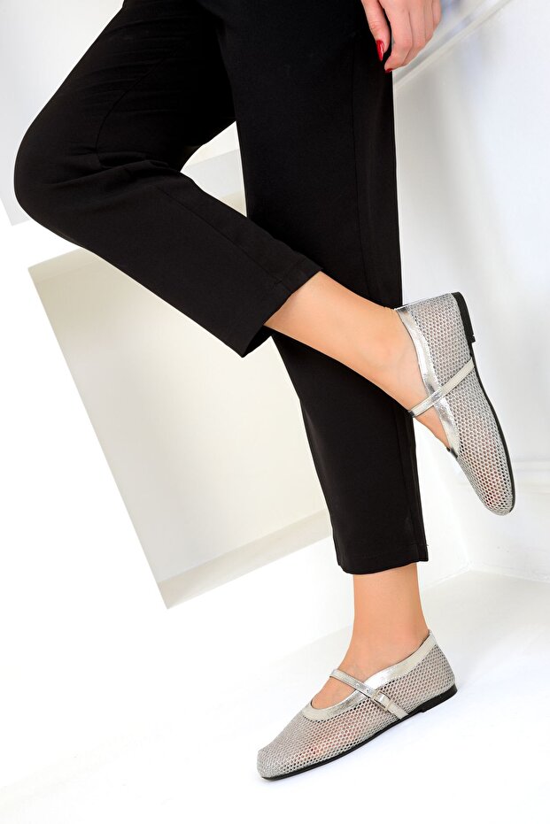 19288 Model Silver γυναικείες μπαλαρίνες - 4