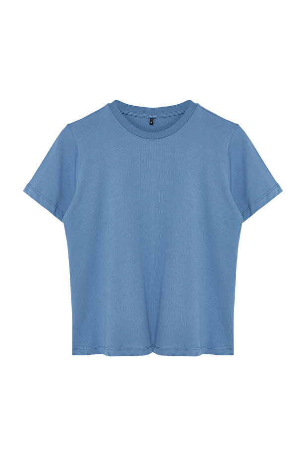 Indigo %100 Pamuk Basic Bisiklet Yaka Örme T-Shirt TWOSS23TS00000 - 6