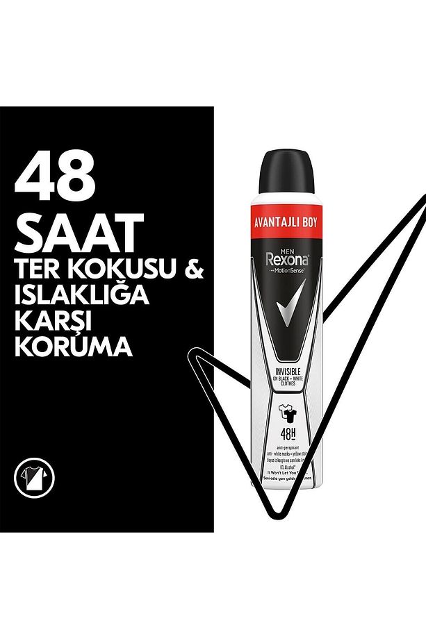Men Erkek Sprey Deodorant Invisible On Black + White Clothes Avantajlı Boy 200 ml x2 Adet - 3