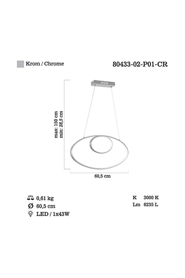 Estea Ledli Krom Sarkıt 43w 3000k - 3