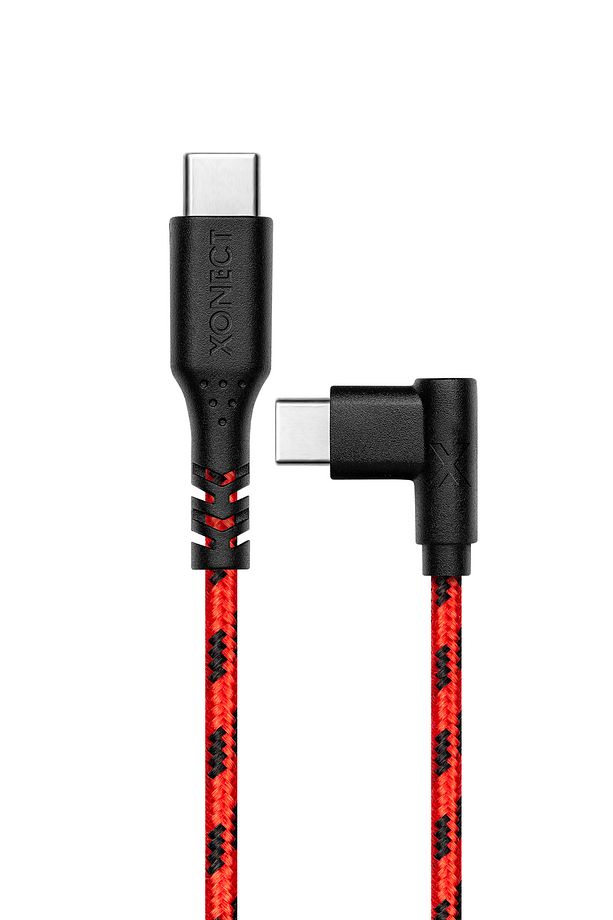 TypeC to TypeC iPhone ve Samsung için Hızlı Şarj ve Data Kablosu 100cm L Tipi Hasır (Kırmızı) - 1