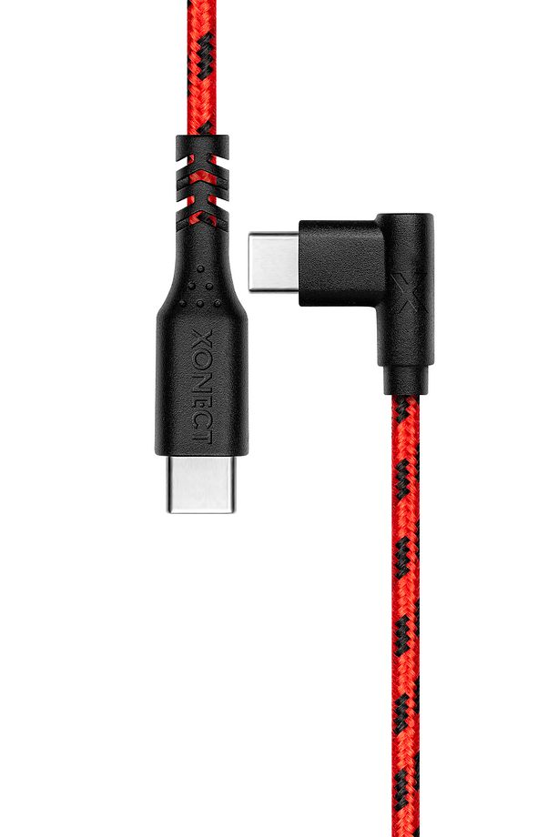 TypeC to TypeC iPhone ve Samsung için Hızlı Şarj ve Data Kablosu 40cm L Tipi Hasır (Kırmızı) - 3