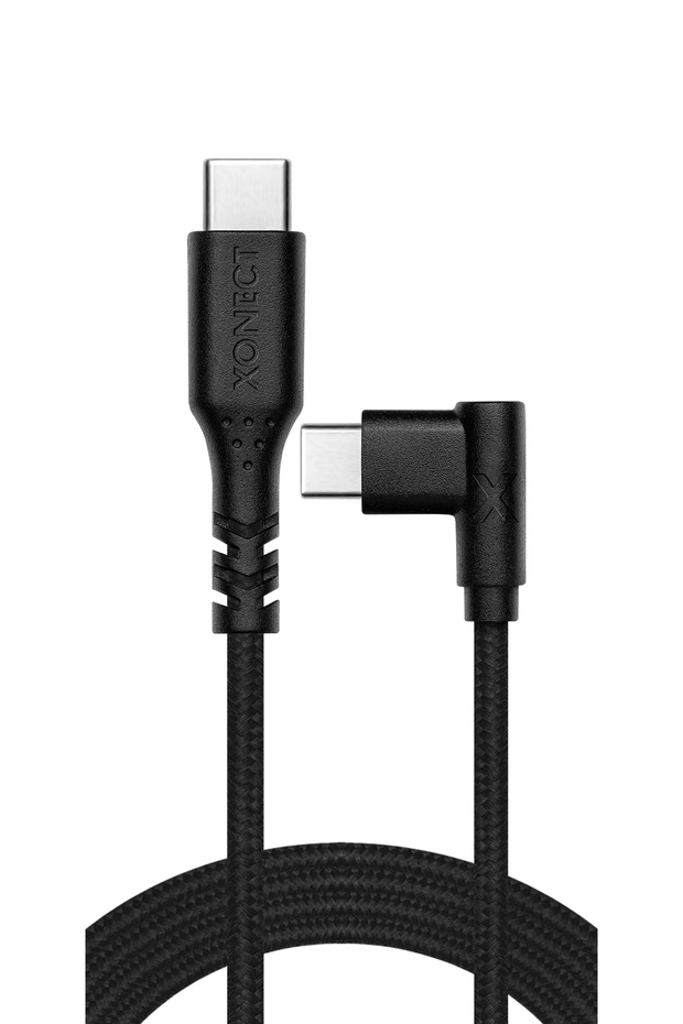 TypeC to TypeC iPhone ve Samsung için Uyumlu Hızlı Şarj ve Data Kablosu 200cm L Tipi Hasır Siyah - 4