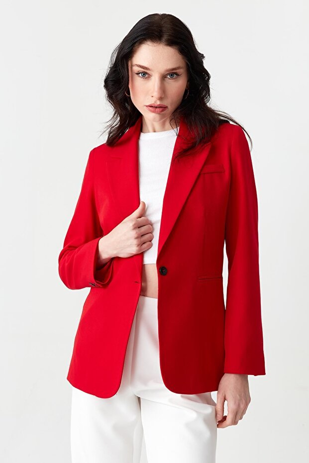 Kadın Kırmızı Blazer Ceket - 1