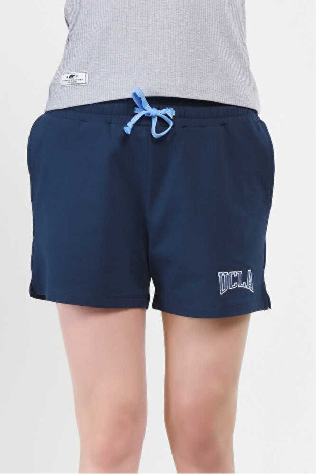 Rosa Lacivert Nakışlı Kadın Örme Şort - 4