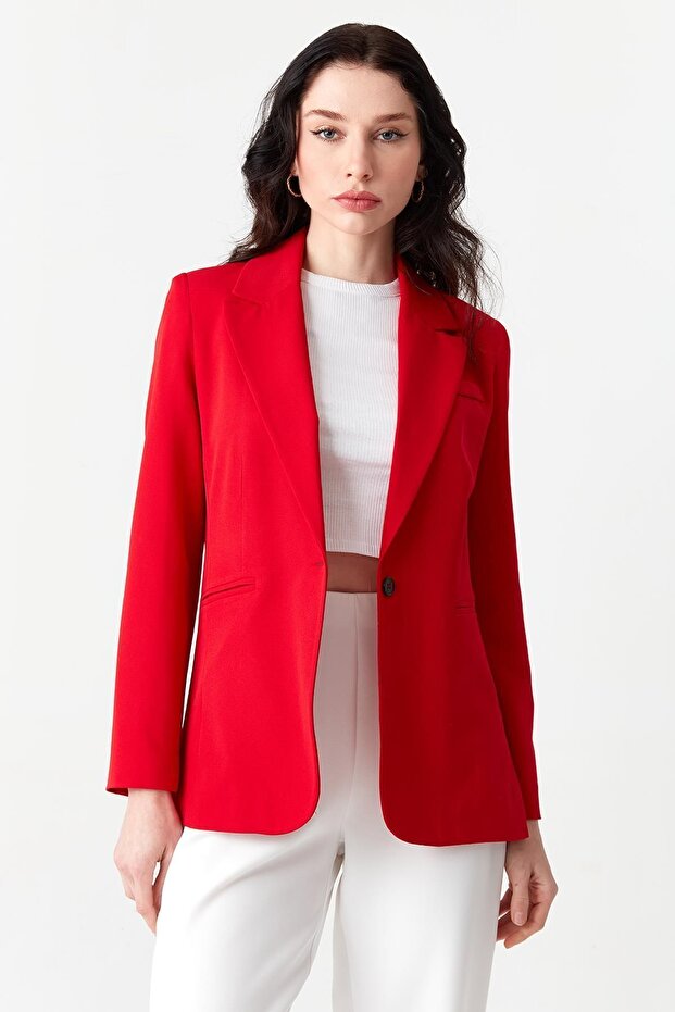 Kadın Kırmızı Blazer Ceket - 3