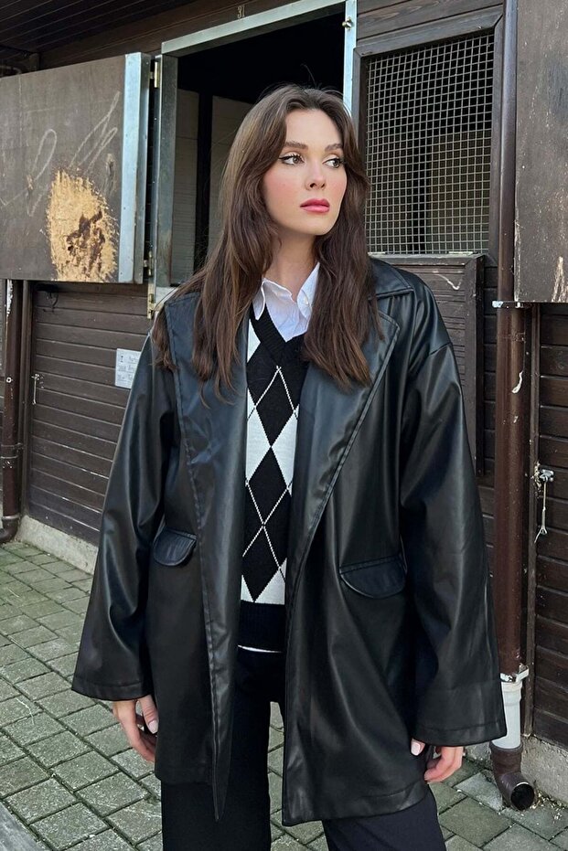 Siyah Deri Ceket - 1