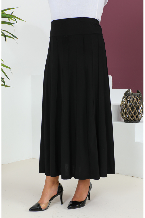 Black Large Size Sandy Striped Skirt - 1745-03
