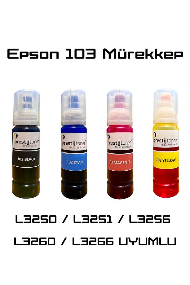 103 Uyumlu 4 Renk Yüksek Kaliteli Mürekkep Seti - L3250 / L3251 / L3256 / L3260 / L3266 Uyumlu - 1
