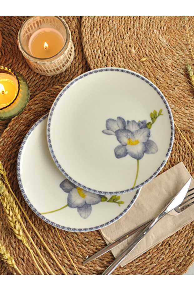 Sipahi Menekşe Set of 2 Porcelain Dessert Plates, 19 cm