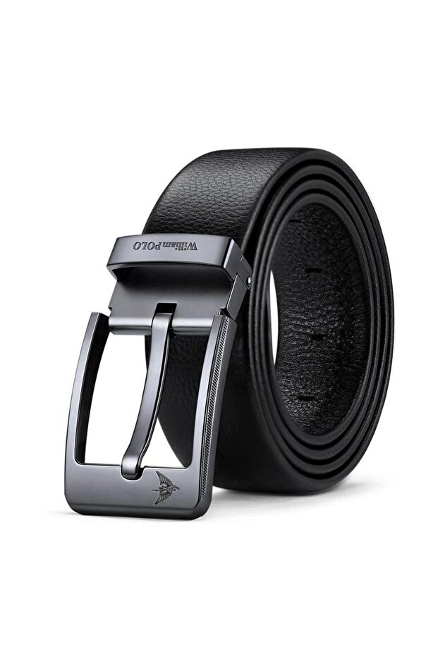 Stylish Italian Belt with Genuine Leather Black Metal Buckle