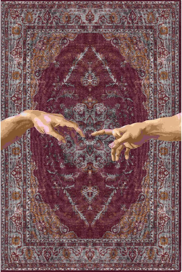 Mira Hands Figured Vintage Woven Base Decorative Carpet Mira 1475
