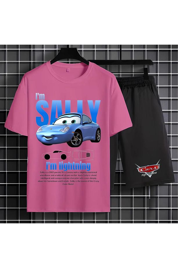 I'M SALLY & MCQUEEN Car Detail Oversize Unisex Alt üst Takımı - 1