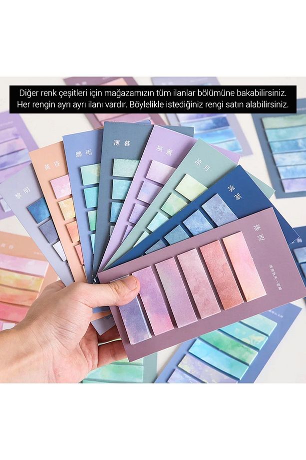 Renkli Postit Post-it Post It. Kitap Ayracı Ayraç Sticker Not Kağıdı Kağıt Postit 120 Yaprak - 6